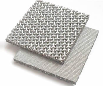 Two stainless steel sintered mesh filter panels