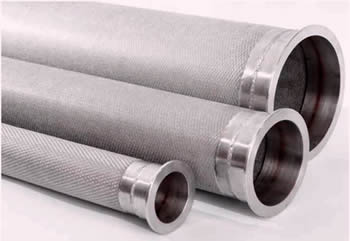 Industrial filtration tube made from sintered mesh